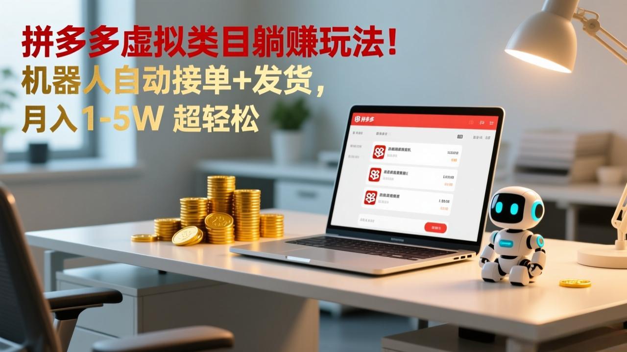多多虚拟类目躺赚玩法！机器人自动接单+发货，月入 1-5W 超轻松-阿牛笔记