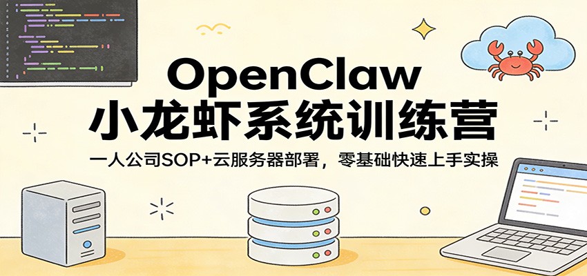OpenClaw小龙虾系统训练营：一人公司SOP，云服务器部署，零基础快速上手实操-阿牛笔记