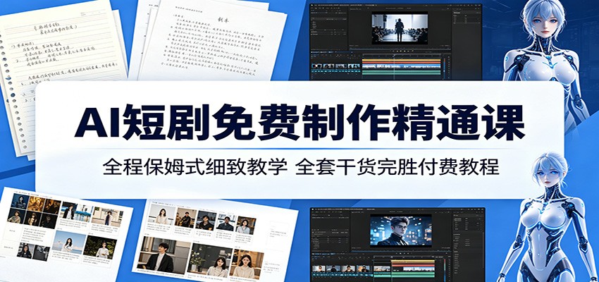 AI短剧免费制作精通课：全程保姆式细致教学，全套干货完胜付费教程-阿牛笔记