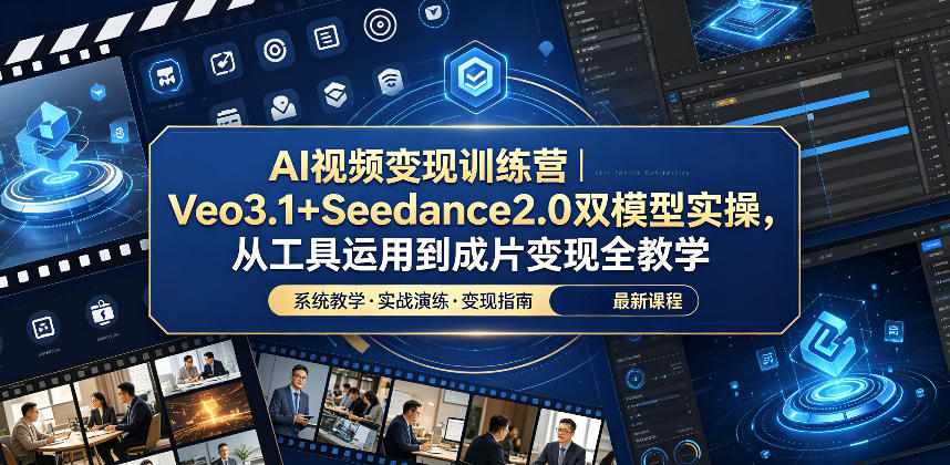 AI视频变现训练营|Veo3.1+Seedance2.0双模型实操,从工具运用到成片变现全教学-阿牛笔记