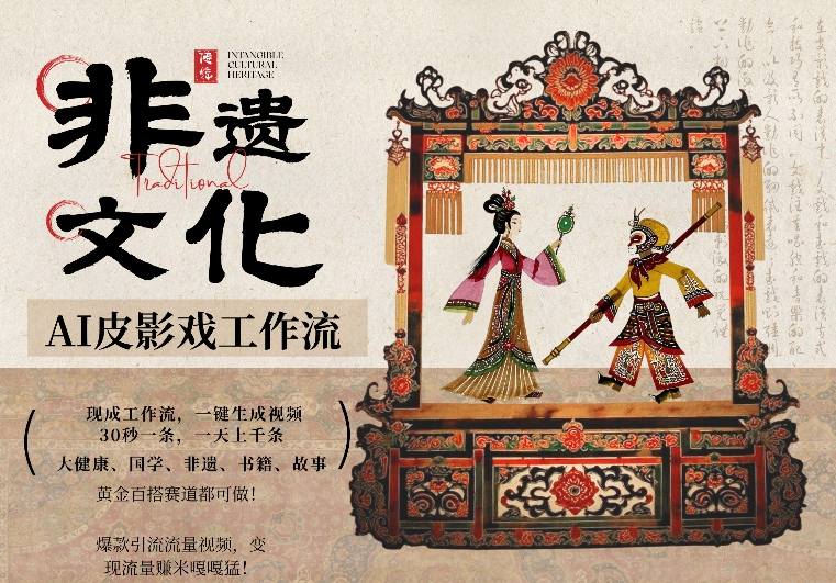 AI一键生成民俗文化非遗皮影戏视频，一刀不剪无需剪辑，30S一条，一天上百条，流量财富嘎嘎猛-阿牛笔记