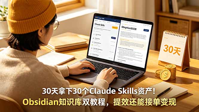 30天拿下30个Claude Skills资产!Obsidian知识库双教程,提效还能接单变现-阿牛笔记