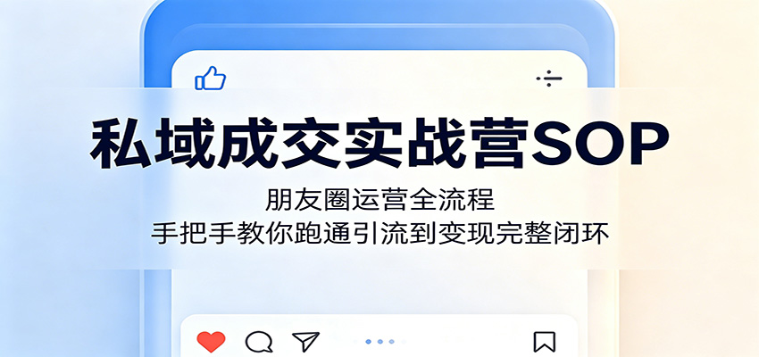 私域成交实战营SOP：朋友圈运营全流程，手把手教你跑通引流到变现完整闭环-阿牛笔记