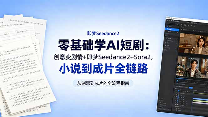 零基础学AI短剧:创意变剧情+即梦Seedance2+Sora2,小说到成片全链路-阿牛笔记