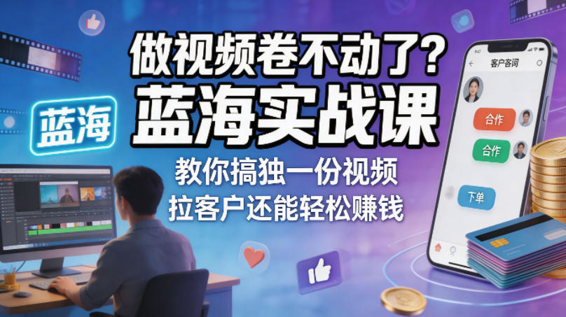做视频卷不动了？蓝海实战课教你搞独一份视频，拉客户还能轻松賺钱！【原创双语字幕】-阿牛笔记