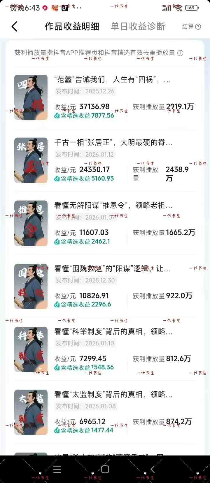 抖音300w粉丝博主的政史类科普视频教学，有大流量扶持，拿伙伴伙伴+精选独家双份收益-阿牛笔记