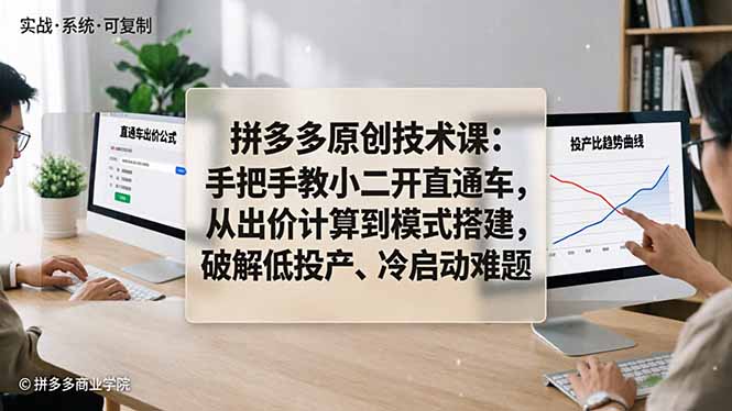 拼多多原创技术课：手把手教小二开直通车，从出价计算到模式搭建，破解低投产、冷启动难题-阿牛笔记
