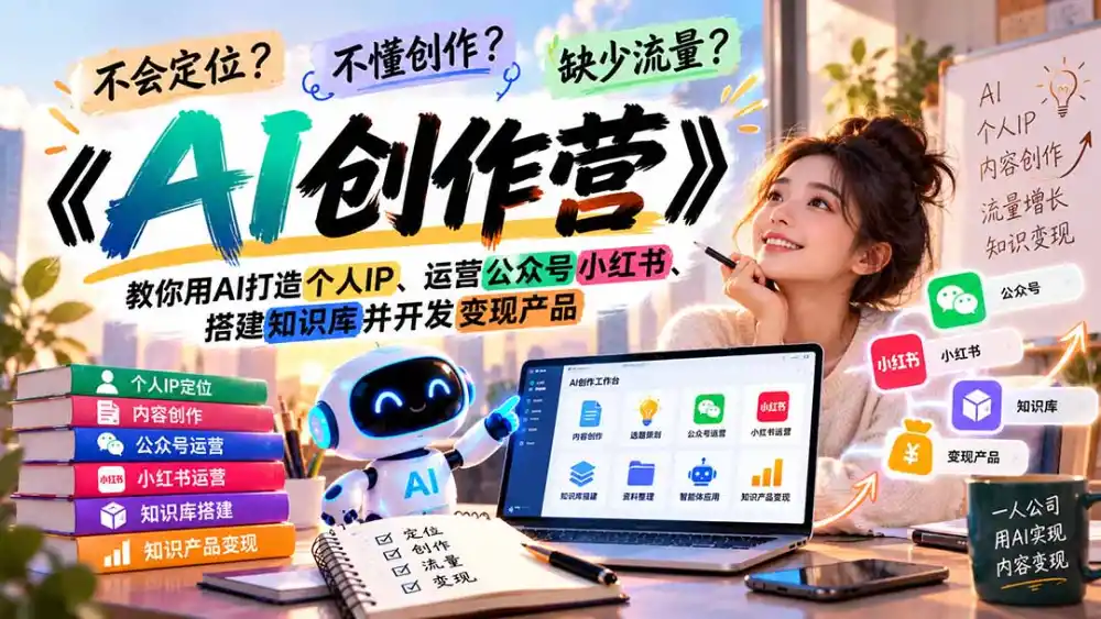 不会定位、不懂创作、缺少流量?《AI创作营》教你用AI打造个人IP、运营公众号小红书、搭建知识库并开发变现产品-阿牛笔记