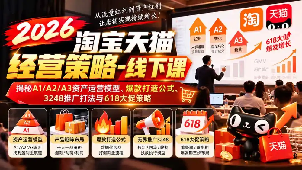 2026淘宝天猫经营策略-线下课：揭秘A1/A2/A3资产运营模型、爆款打造公式、3248推广打法与618大促策略-阿牛笔记