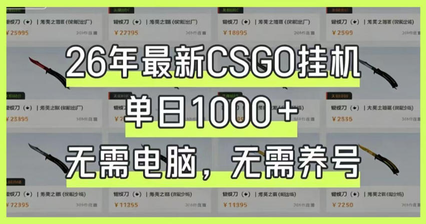 26年最新CSGO挂G系统,单日1000+,无需电脑,无需养号,0基础可上手【揭秘】-阿牛笔记
