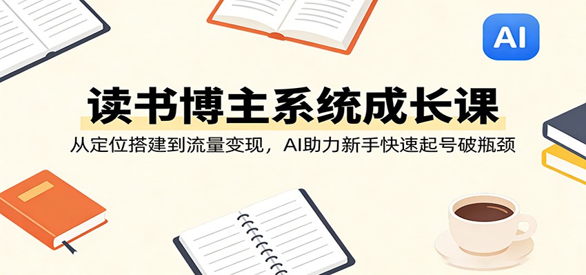 读书博主系统成长课：从定位搭建到流量变现，AI助力新手快速起号破瓶颈-阿牛笔记