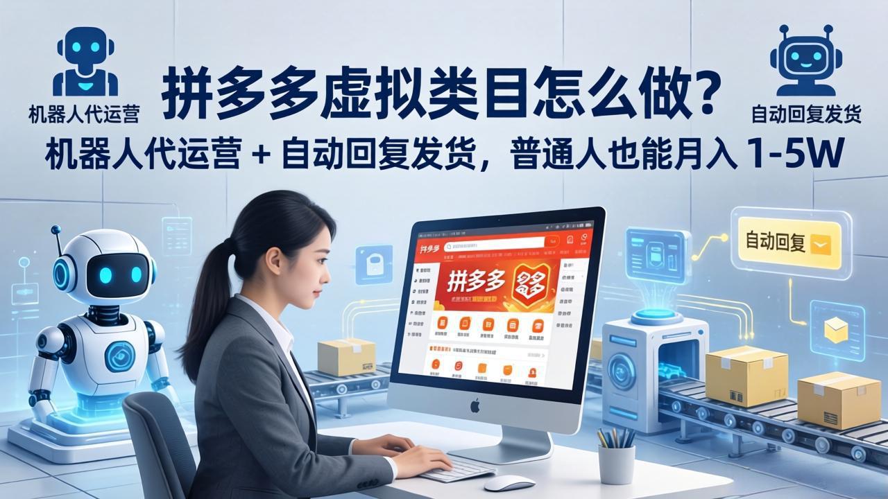 拼多多虚拟类目怎么做？机器人代运营 + 自动回复发货，普通人也能月入 1-5W-阿牛笔记