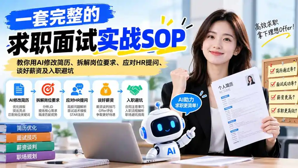 一套完整的求职面试实战SOP：教你用AI修改简历、拆解岗位要求、应对HR提问、谈好薪资及入职避坑-阿牛笔记