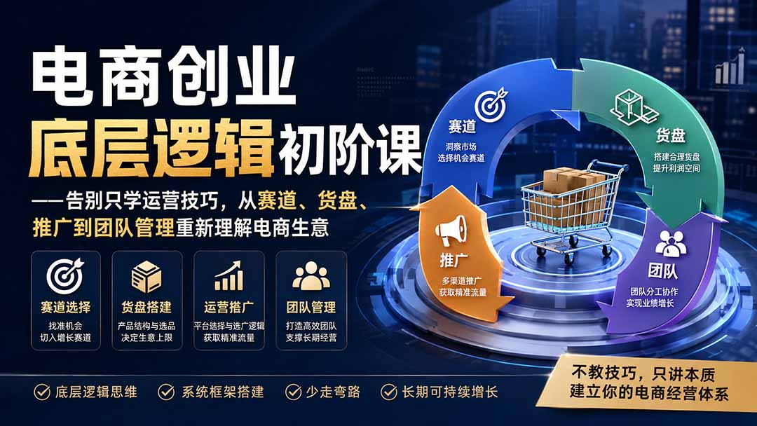 电商创业底层逻辑初阶课——告别只学运营技巧，从赛道、货盘、推广到团队管理重新理解电商生意-阿牛笔记