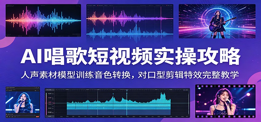 AI唱歌短视频实操攻略：人声素材模型训练音色转换，对口型剪辑特效完整教学-阿牛笔记