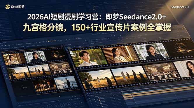 2026AI短剧漫剧学习营：即梦Seedance2.0+九宫格分镜，150+行业宣传片案例全掌握-阿牛笔记