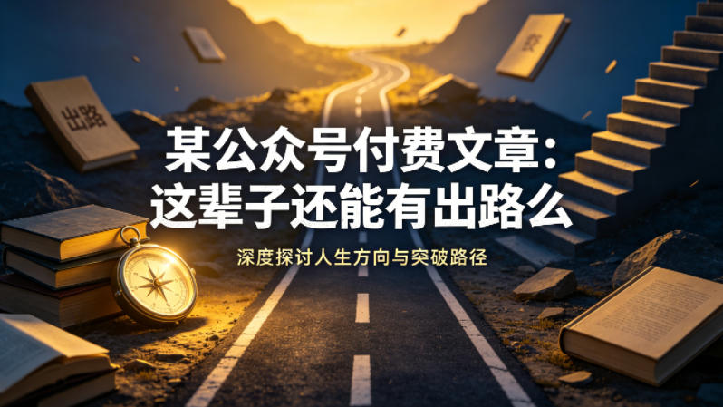 某公众号付费文章：这辈子还能有出路么-阿牛笔记