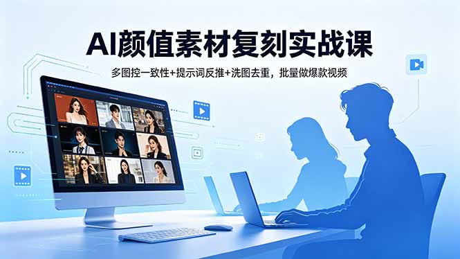 AI颜值素材复刻实战课，多图控一致性+提示词反推+洗图去重，批量做爆款视频-阿牛笔记