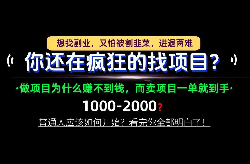 你还在疯狂的找项目?别傻了!卖项目才是真正的一本万利!怎么做,看完你全都明白!【揭秘】-阿牛笔记