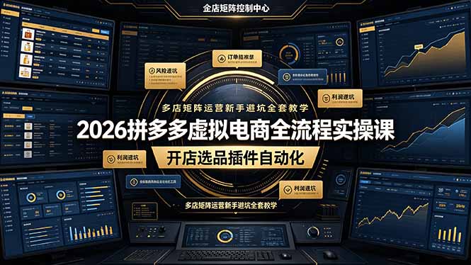 2026拼多多虚拟电商全流程实操课,开店选品插件自动化,多店矩阵运营新手避坑全套教学-阿牛笔记