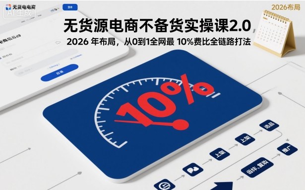 无货源电商不备货实操课2.0，2026年布局，从0到1全网最低10%费比全链路打法【更新26年5月】-阿牛笔记