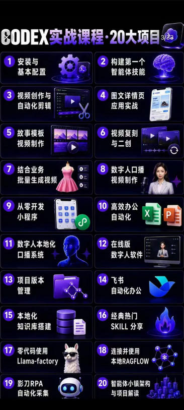 2026Codex智能体实战最新课，从安装配置到智能体小镇架构，涵盖视频创作/数字人/办公提效全技能-阿牛笔记