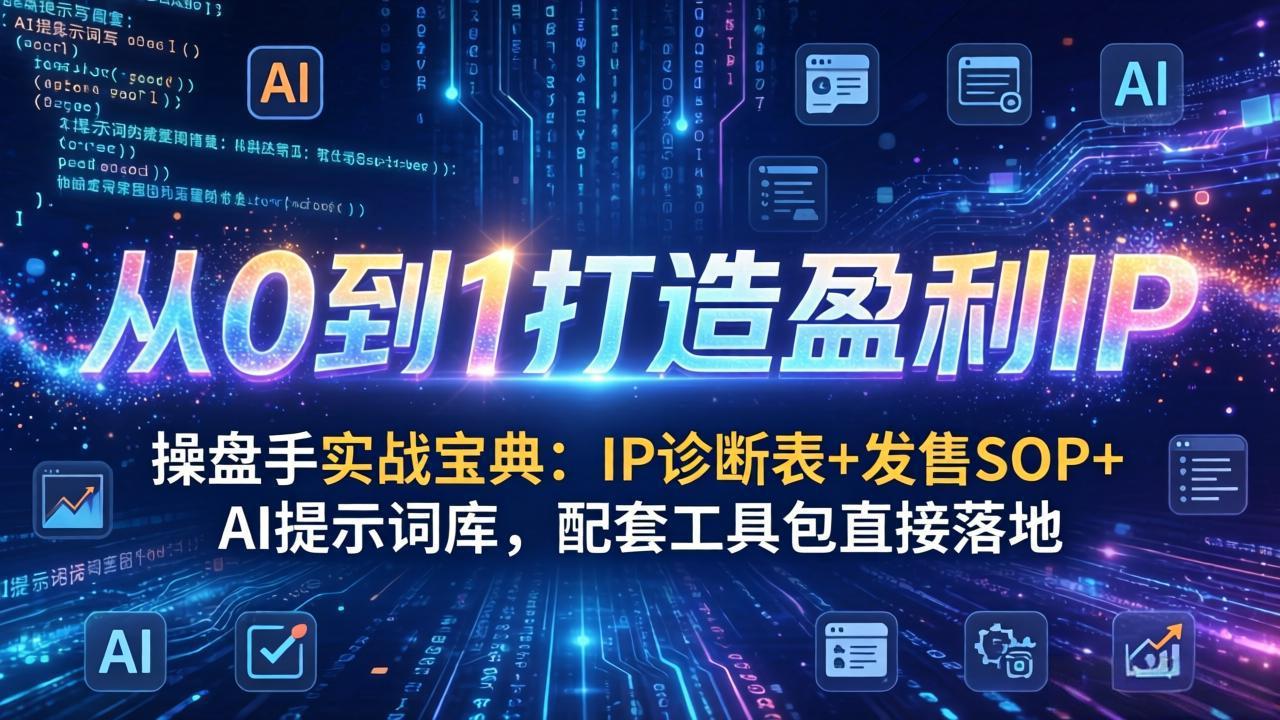 操盘手实战宝典：IP诊断表+发售SOP+AI提示词库，配套工具包直接落地，从0到1打造盈利IP-阿牛笔记