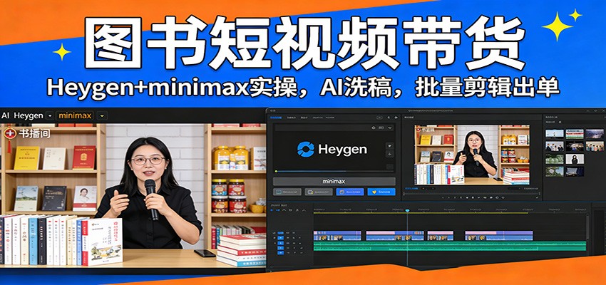 图书短视频带货：Heygen+minimax实操，AI洗稿 ，批量剪辑出单-阿牛笔记