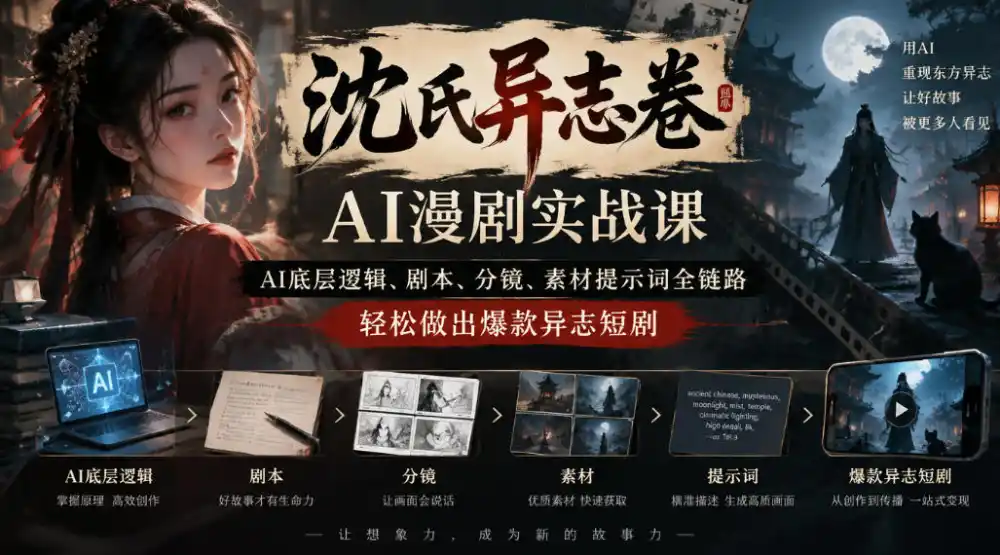 沈氏异志卷AI漫剧实战课|AI底层逻辑、剧本、分镜、素材提示词全链路,轻松做出爆款异志短剧 沈氏异志卷AI漫剧实战课|AI底层逻辑、剧本、分镜、素材提示词全链路,轻松做出爆款异志短剧