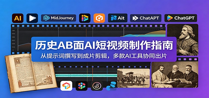 历史AB面AI短视频制作指南:从提示词撰写到成片剪辑,多款AI工具协同出片-阿牛笔记