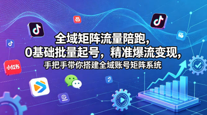 全域矩阵流量陪跑，0基础批量起号，精准爆流变现，手把手带你搭建全域账号矩阵系统-阿牛笔记