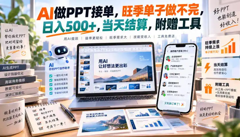 AI做PPT接单，旺季单子做不完，日入500+，当天结算，附赠工具【揭秘】-阿牛笔记