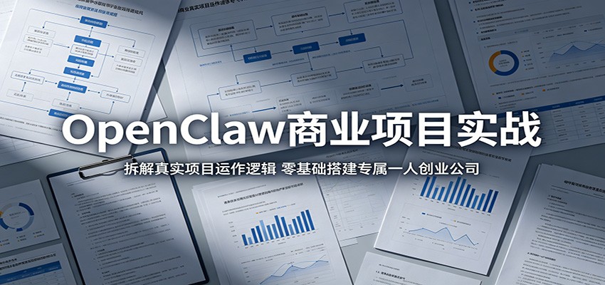 OpenClaw商业项目实战:拆解真实项目运作逻辑,零基础搭建专属一人创业公司-阿牛笔记