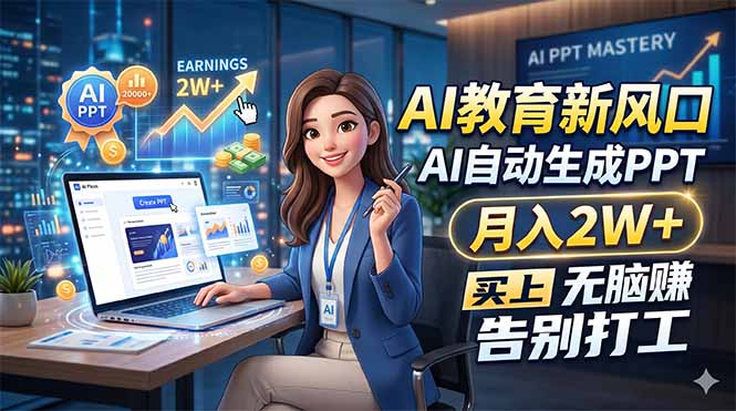 AI教育新风口，AI自动生成PPT，月入2W+，无脑赚，告别打工-阿牛笔记
