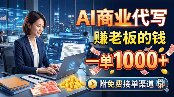 AI商业代写，赚老板的钱，一单1000+，附免费接单渠道-阿牛笔记