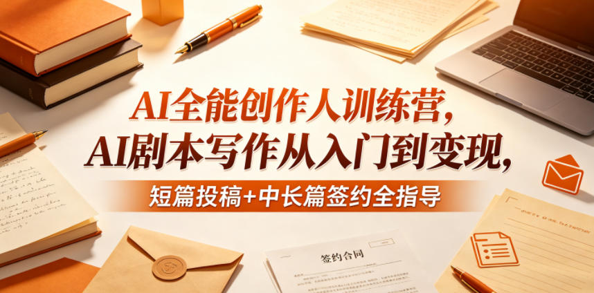 AI全能创作人训练营，AI剧本写作从入门到变现，短篇投稿+中长篇签约全指导-阿牛笔记