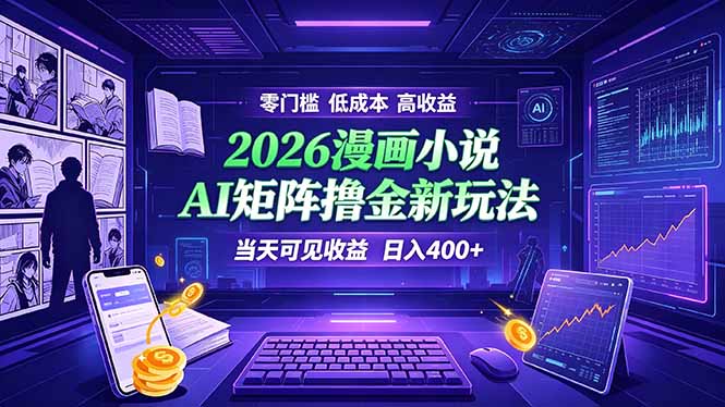 爆款小说漫画大阅读 ai矩阵操作 当天可见收益 日入400+ 零门槛 高收益-阿牛笔记
