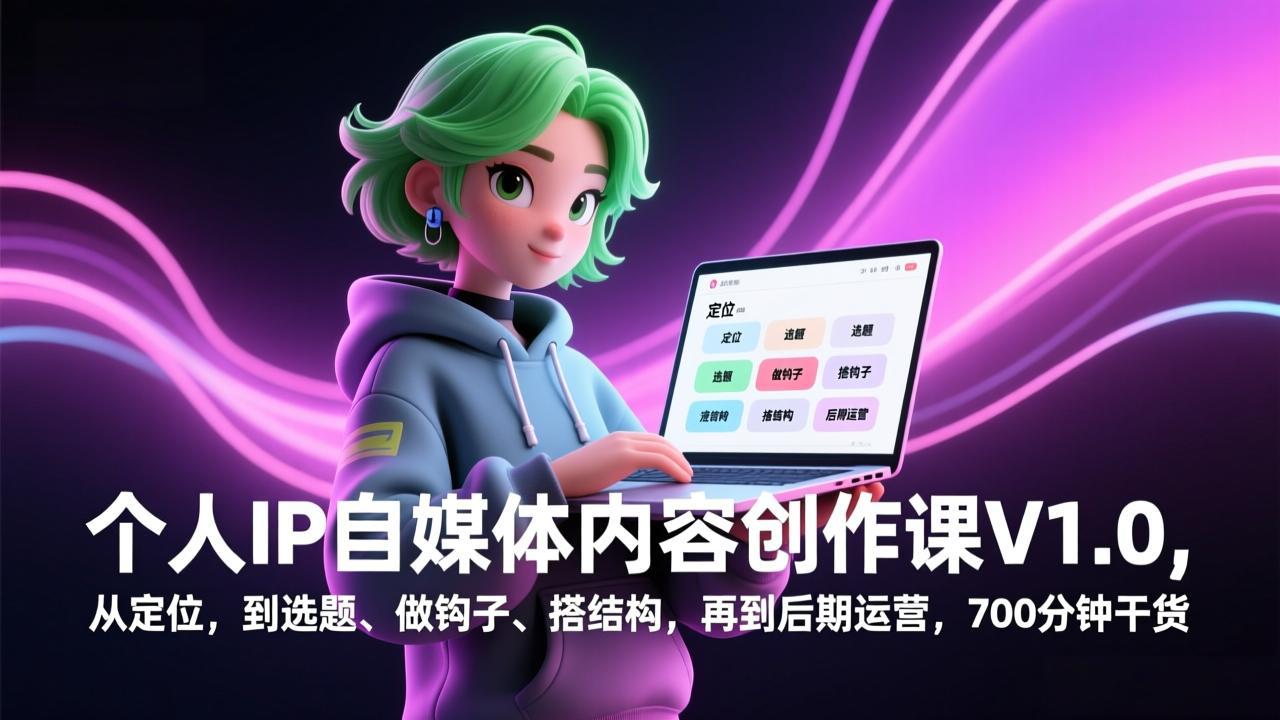 个人IP自媒体内容创作课V1.0，从定位，到选题、做钩子、搭结构，再到后期运营，700分钟干货-阿牛笔记