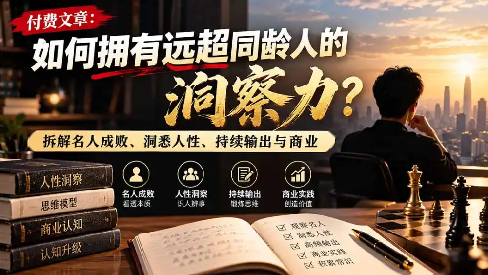 付费文章:如何拥有远超同龄人的洞察力?拆解名人成败、洞悉人性、持续输出与商业实践-阿牛笔记