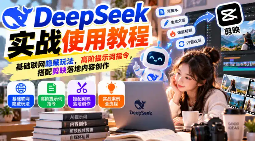 DeepSeek实战使用教程|基础联网隐藏玩法,高阶提示词指令,搭配剪映落地内容创作-阿牛笔记