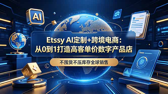 Etsy AI定制+跨境电商：从0到1打造高客单价数字产品店，不囤货不压库存全球销售-阿牛笔记