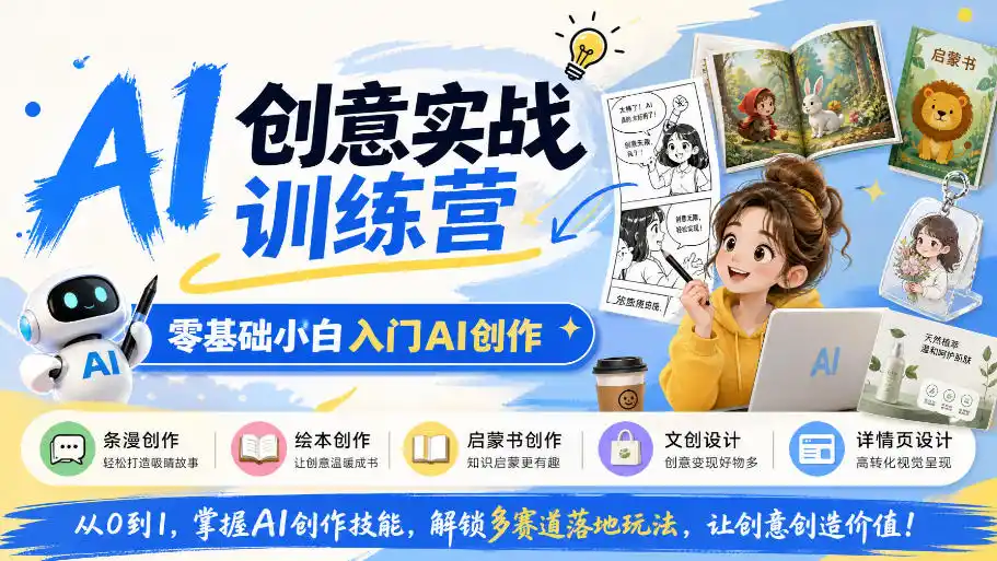 AI创意实战训练营，零基础小白入门AI创作，解锁条漫、绘本、启蒙书、文创、详情页多赛道落地玩法-阿牛笔记
