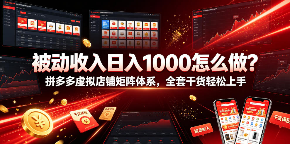 被动收入日入1000怎么做？拼多多虚拟店铺矩阵体系，全套干货轻松上手【揭秘】-阿牛笔记
