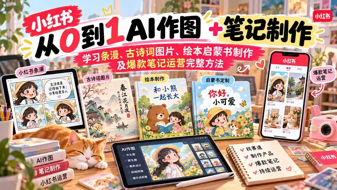 2026小红书AI内容创作从0到1:学习条漫、古诗词图片、绘本启蒙书制作及爆款笔记运营完整方法 2026小红书AI内容创作从0到1:学习条漫、古诗词图片、绘本启蒙书制作及爆款笔记运营完整方法