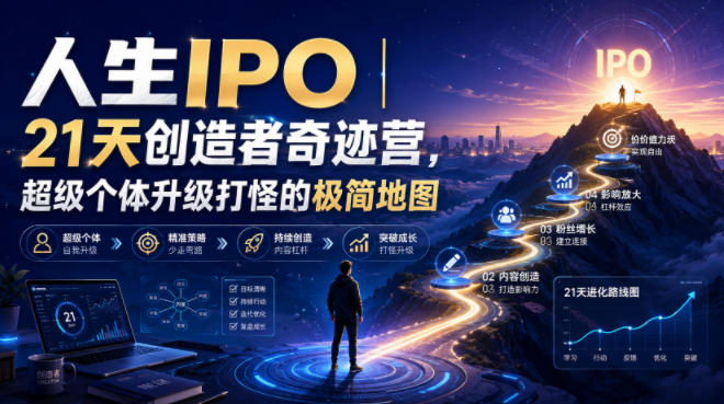 人生IPO︱21天创造者奇迹营,超级个体升级打怪的极简地图-阿牛笔记
