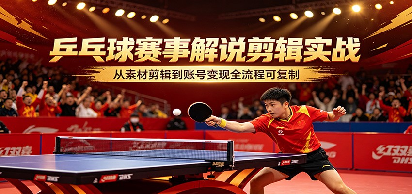 乒乓球赛事解说剪辑实战，从素材剪辑到账号变现全流程可复制-阿牛笔记