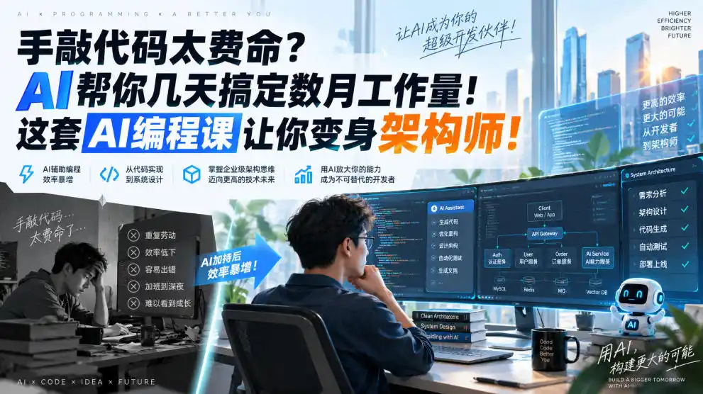 手敲代码太费命？AI帮你几天搞定数月工作量！这套AI编程课让你变身架构师！【原创双语字幕】-阿牛笔记