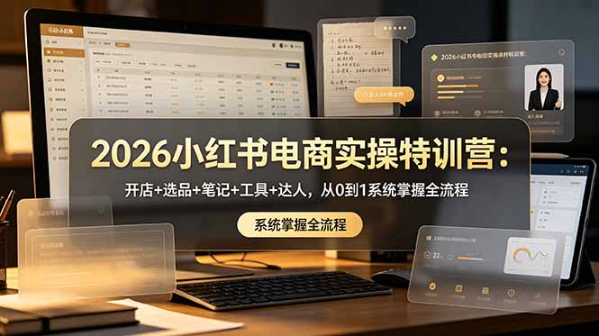 2026小红书电商实操特训营：开店+选品+笔记+工具+达人，从0到1系统掌握全流程-阿牛笔记