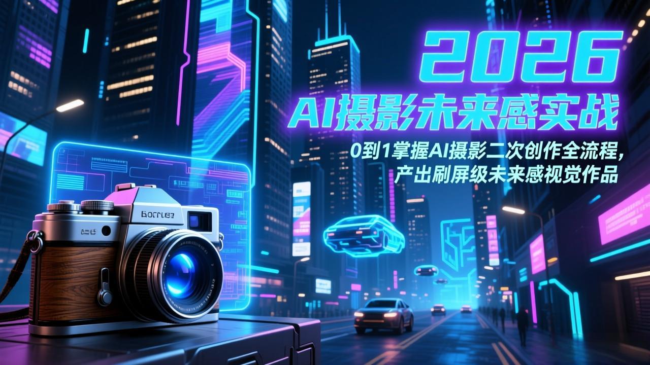 2026 AI摄影未来感实战：0到1掌握AI摄影二次创作全流程，产出刷屏级未来感视觉作品-阿牛笔记