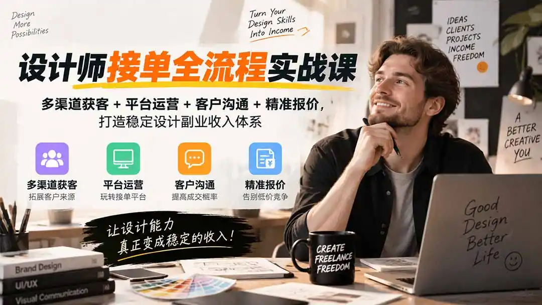 设计师接单全流程实战课-无水印｜多渠道获客+平台运营+客户沟通+精准报价，打造稳定设计副业收入体系-阿牛笔记